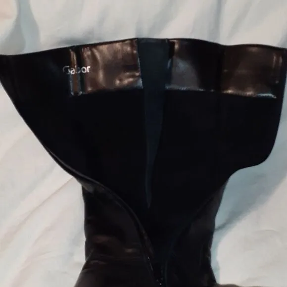 Gabor Astoria Knee High‎ Leather Buckle Boots Black