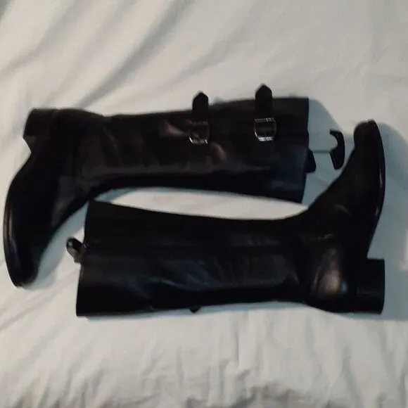 Gabor Astoria Knee High‎ Leather Buckle Boots Black