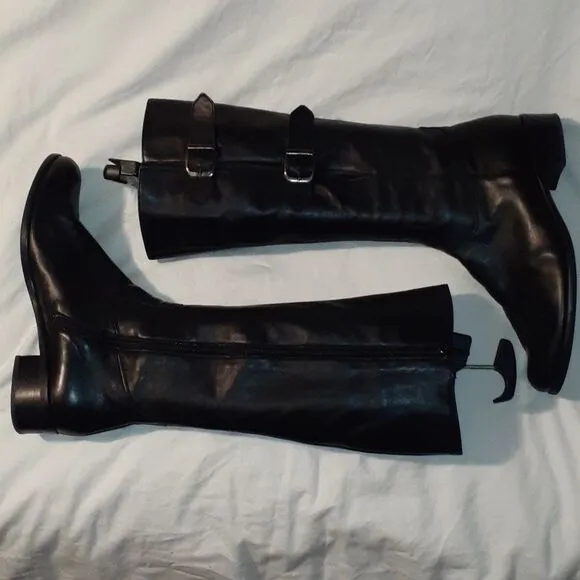Gabor Astoria Knee High‎ Leather Buckle Boots Black