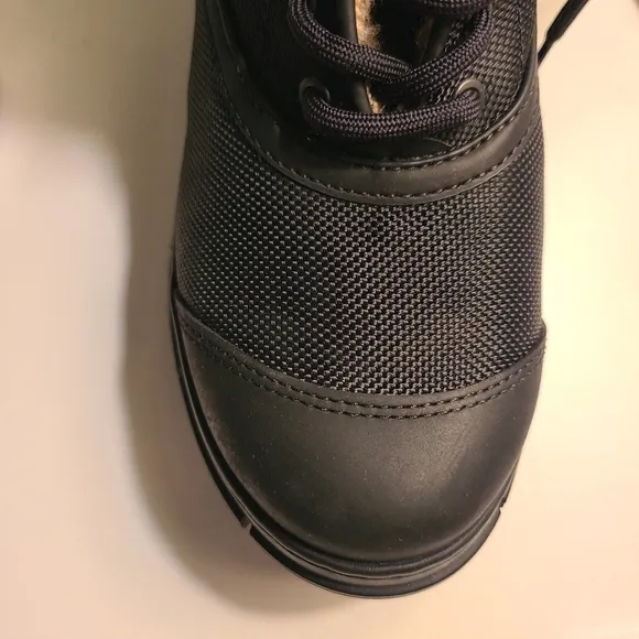 Ganni combat boots rubber  shell faux fur Black Chunky Log Sole Boots 5/35 new
