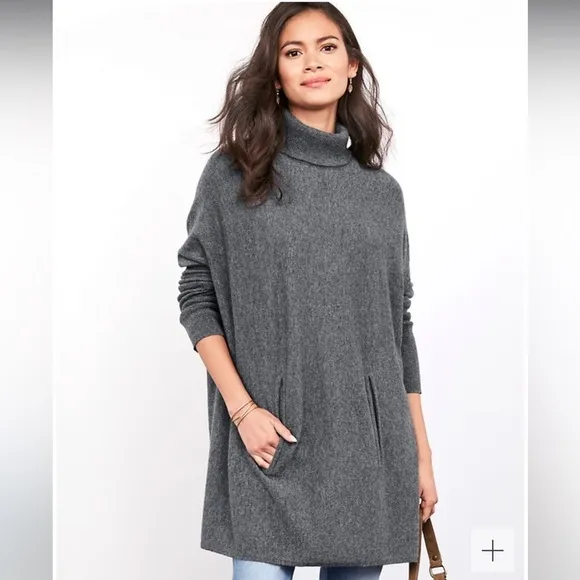 Garnet Hill Oversized Turtleneck Sweater size XS cashmere and wool blend