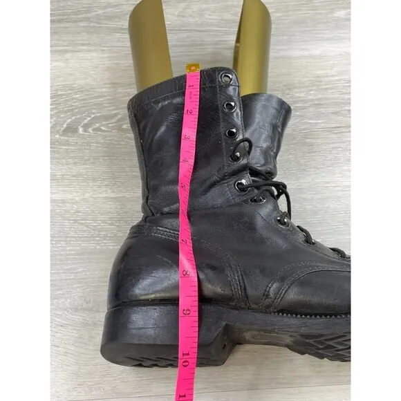 Genesco Men's 9.5N Black Leather Lace Up Military Biker Punk Ankle Combat Boot