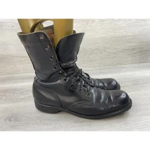 Genesco Men's 9.5N Black Leather Lace Up Military Biker Punk Ankle Combat Boot