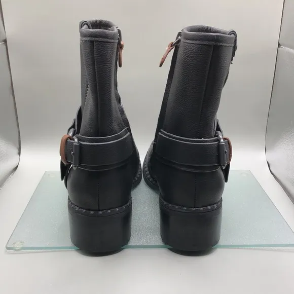 GENTLE SOULS - Barker Leather Moto Boots Buckle Straps Sz 8 by Kenneth Cole