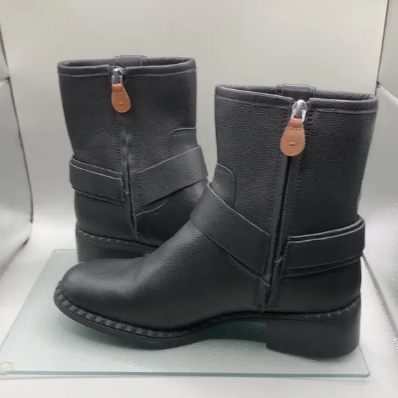 GENTLE SOULS - Barker Leather Moto Boots Buckle Straps Sz 8 by Kenneth Cole
