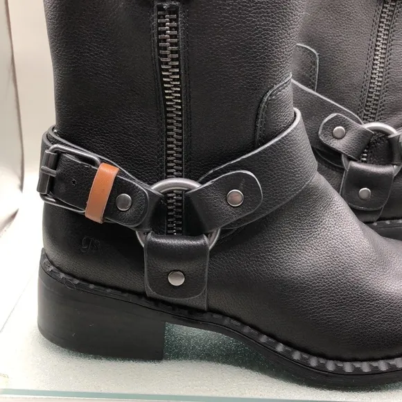 GENTLE SOULS - Barker Leather Moto Boots Buckle Straps Sz 8 by Kenneth Cole