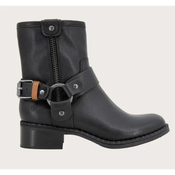 GENTLE SOULS - Barker Leather Moto Boots Buckle Straps Sz 8 by Kenneth Cole