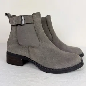 Gentle Souls Best Buckle Gray Leather Chelsea Boots