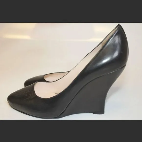 GEORGIO ARMANI STILETTO WEDGES Gorgeous 😍 black leather shoes Italy.