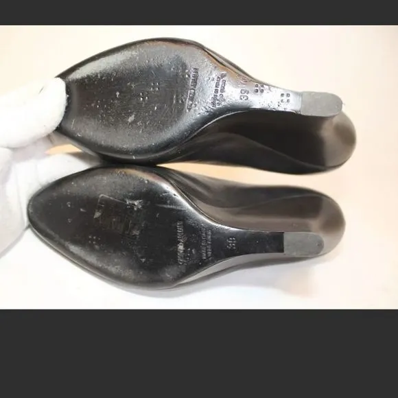 GEORGIO ARMANI STILETTO WEDGES Gorgeous 😍 black leather shoes Italy.