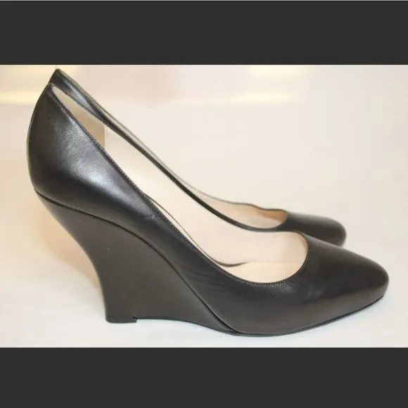 GEORGIO ARMANI STILETTO WEDGES Gorgeous 😍 black leather shoes Italy.