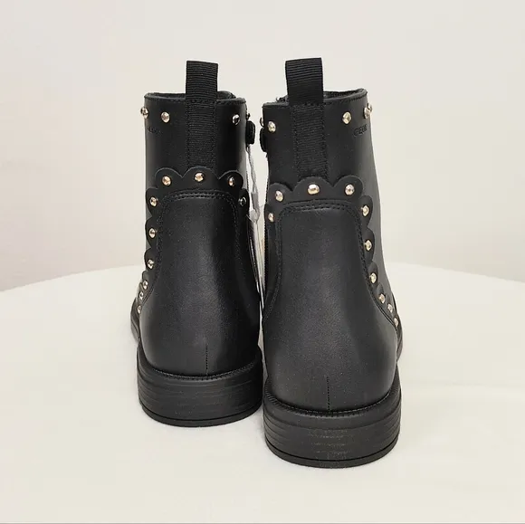 Geox J Eclair G. Ankle Boots Size 5.5 Girl's Black Studded Boots Booties Respira