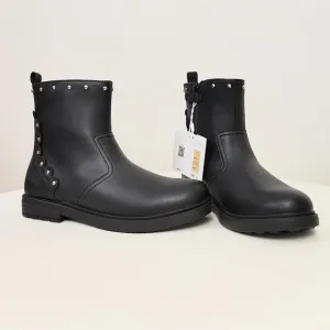 Geox J Eclair G. Ankle Boots Size 5.5 Girl's Black Studded Boots Booties Respira