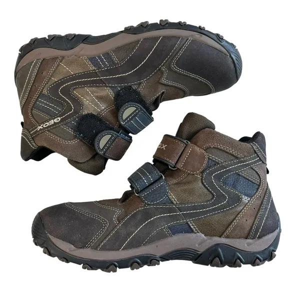 Geox Respira GeoxTex Brown Leather High Top Waterproof Boots Junior Size 6