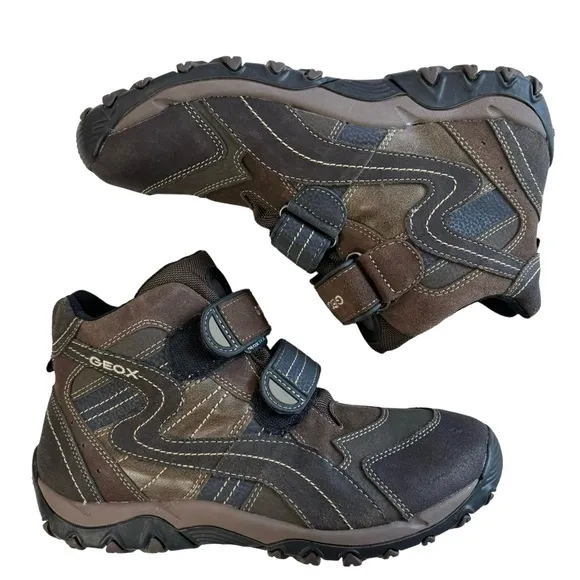 Geox Respira GeoxTex Brown Leather High Top Waterproof Boots Junior Size 6