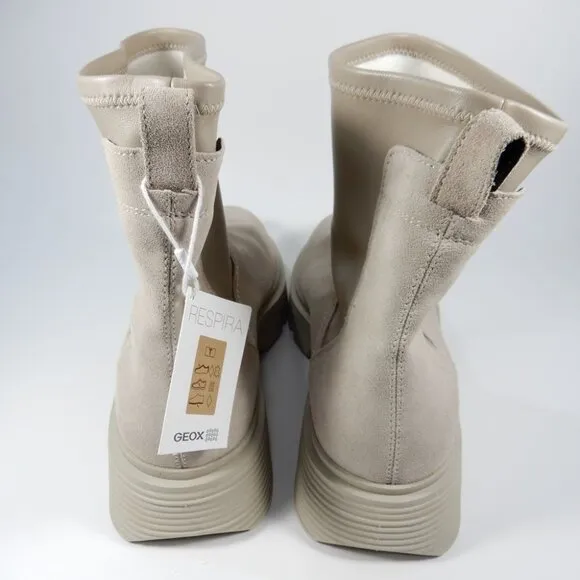 GEOX Respira Vilde Lug Chelsea Lug Sole Boots Size 40 10 Sand Suede Waterproof