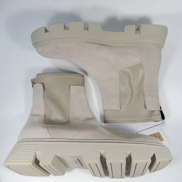 GEOX Respira Vilde Lug Chelsea Lug Sole Boots Size 40 10 Sand Suede Waterproof