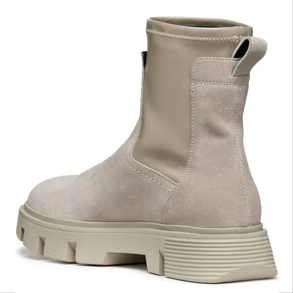 GEOX Respira Vilde Lug Chelsea Lug Sole Boots Size 40 10 Sand Suede Waterproof