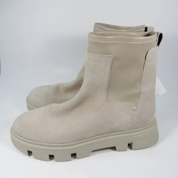 GEOX Respira Vilde Lug Chelsea Lug Sole Boots Size 40 10 Sand Suede Waterproof
