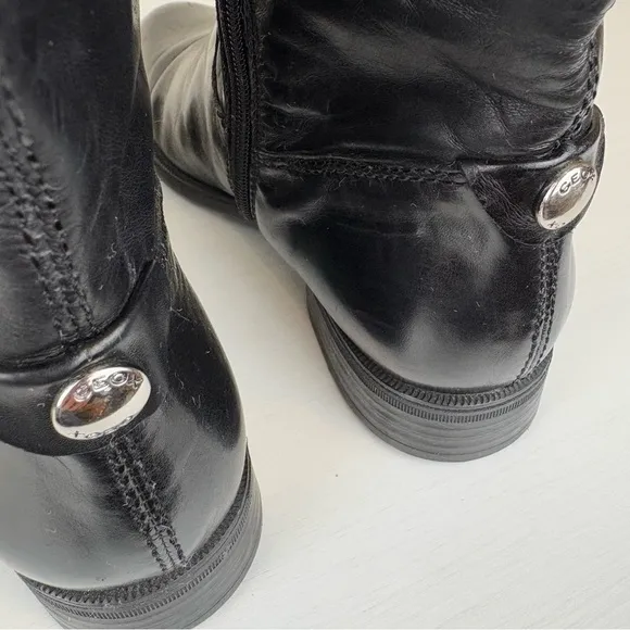 Geox Respira Womens Riding Boots Pull On Black Tan Leather Size 8 US EU 38