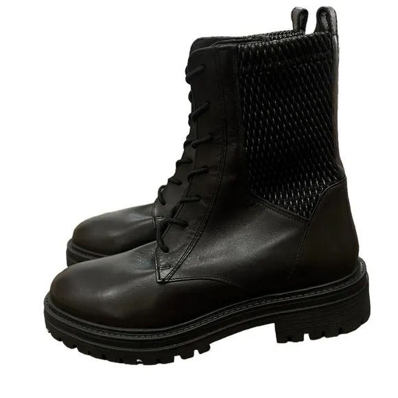 GEOX Women's Iridea Leather Biker Black Boots -  EU39/US9