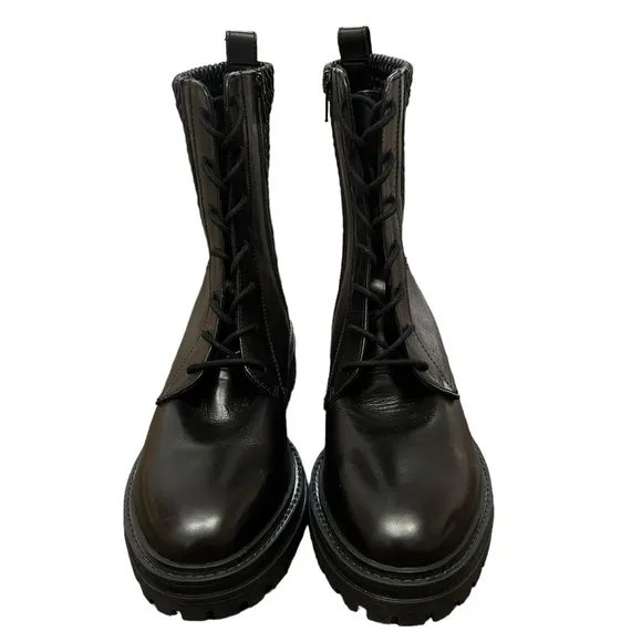 GEOX Women's Iridea Leather Biker Black Boots -  EU39/US9