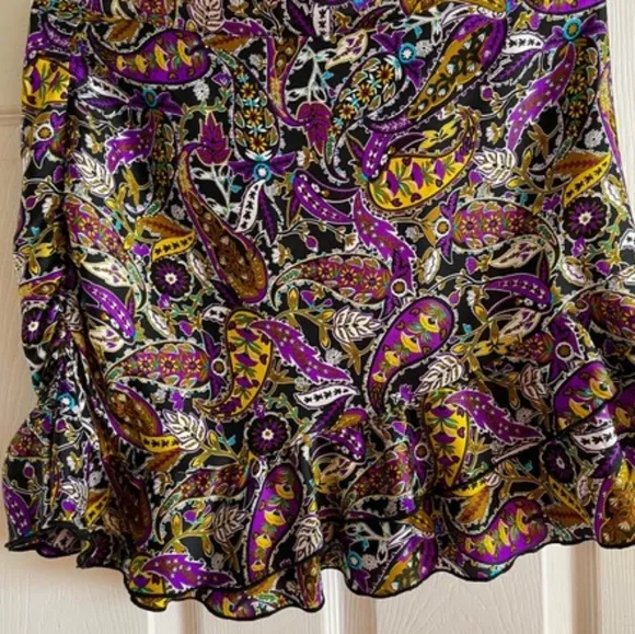 Get Notice In ZARA Purple Paisley Print Ruffle Mini Skirt