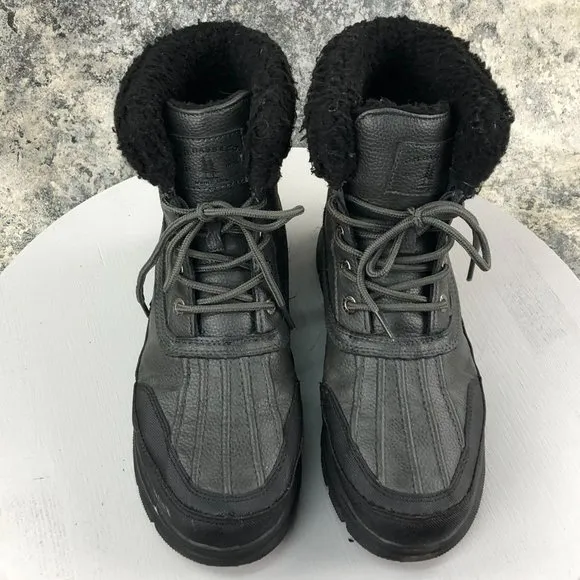 GH Bass &amp; Co Men's Size 9.5 Black Faux Fur Lined Lace-Up Round Toe Winter Boots