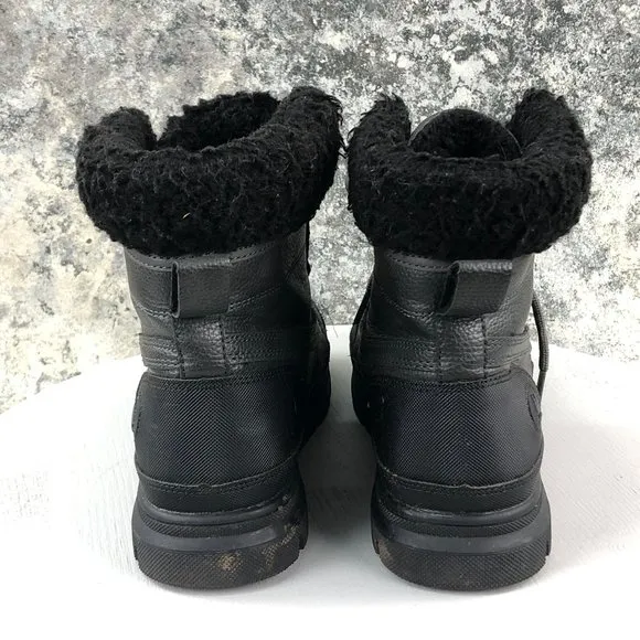 GH Bass &amp; Co Men's Size 9.5 Black Faux Fur Lined Lace-Up Round Toe Winter Boots