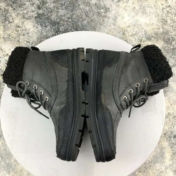 GH Bass &amp; Co Men's Size 9.5 Black Faux Fur Lined Lace-Up Round Toe Winter Boots