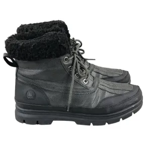 GH Bass &amp; Co Men's Size 9.5 Black Faux Fur Lined Lace-Up Round Toe Winter Boots