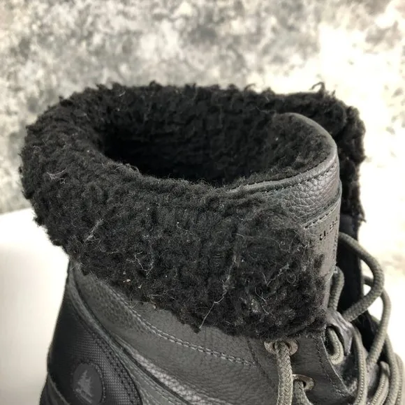 GH Bass &amp; Co Men's Size 9.5 Black Faux Fur Lined Lace-Up Round Toe Winter Boots