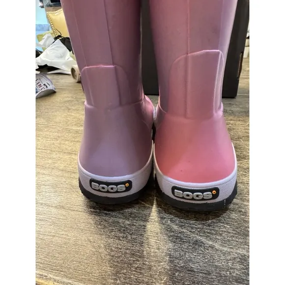 GIRLS BOGS PINK PURPLE RUBBER RAIN BOOTS, YOUTH Size 3