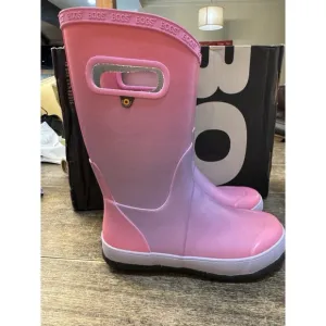 GIRLS BOGS PINK PURPLE RUBBER RAIN BOOTS, YOUTH Size 3