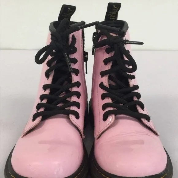 Girls Dr. Martens Jr 1460 Light Pink Patent Leather Combat Boots Sz13