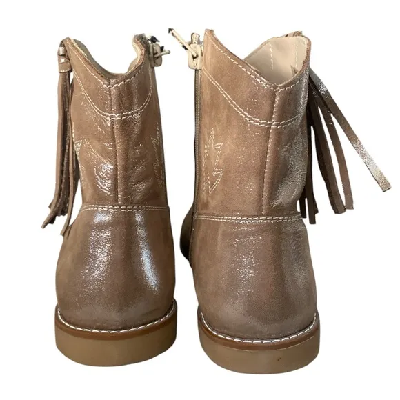 girlsELEPHANTITO Hanna Suede Boot Metallic Blush Ankle Boots with Tassels size 6