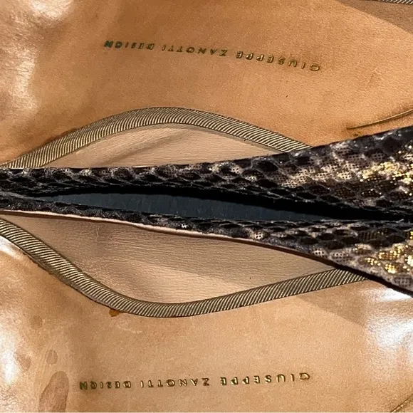 Giuseppe Zanotti Gold Metallic Snakeprint Heels