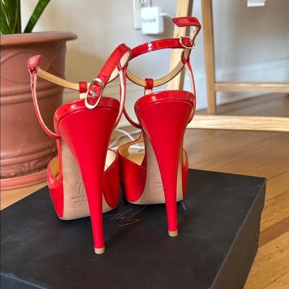Giuseppe Zanotti Red Peep Toe Heels