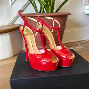 Giuseppe Zanotti Red Peep Toe Heels