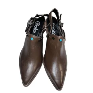 GOLO Billy Jean LEATHER Pointed Toe Mule Cowboy Boots Buckle Studded 8.5 $238