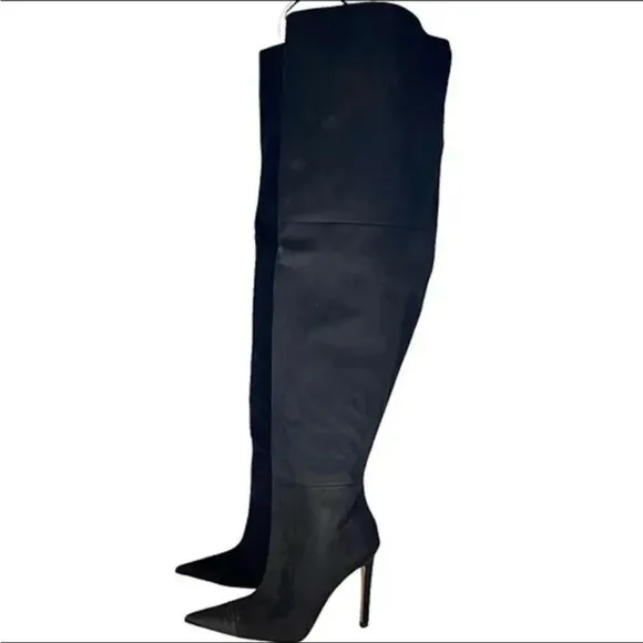 Good American Black Suede‎ Thigh High Boots Slouchy The Weekend