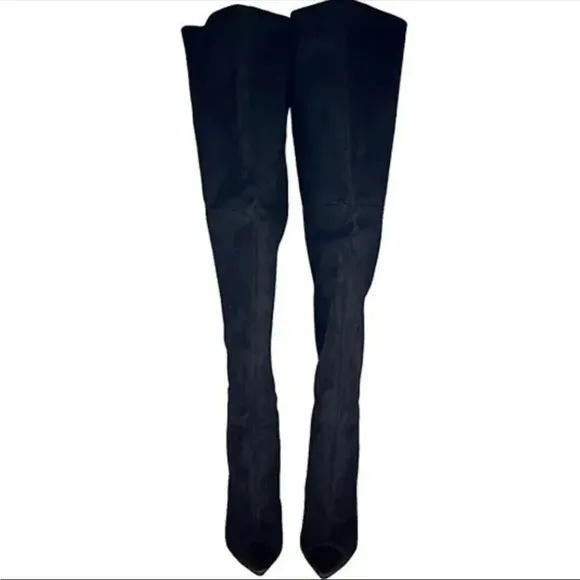 Good American Black Suede‎ Thigh High Boots Slouchy The Weekend