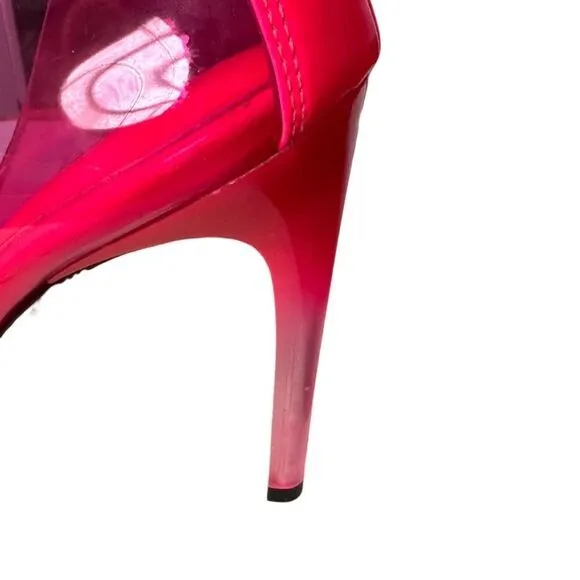Good American Hot Pink Bejeweled Lucite Heels