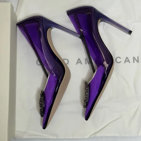 Good American Purple Cinder F*cking Rella Pump Heels NEW Size 8
