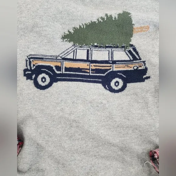 Gray Kids Sweater with Car Design