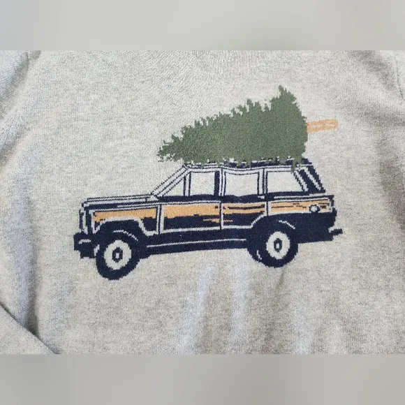 Gray Kids Sweater with Car Design