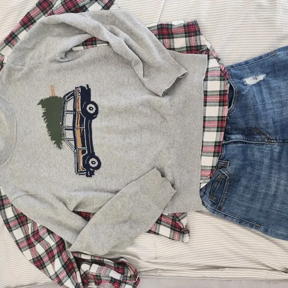 Gray Kids Sweater with Car Design
