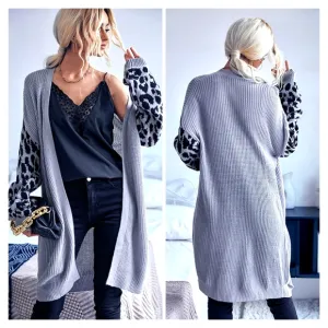 Gray Waffle Ƙnit Sweater Cardigan