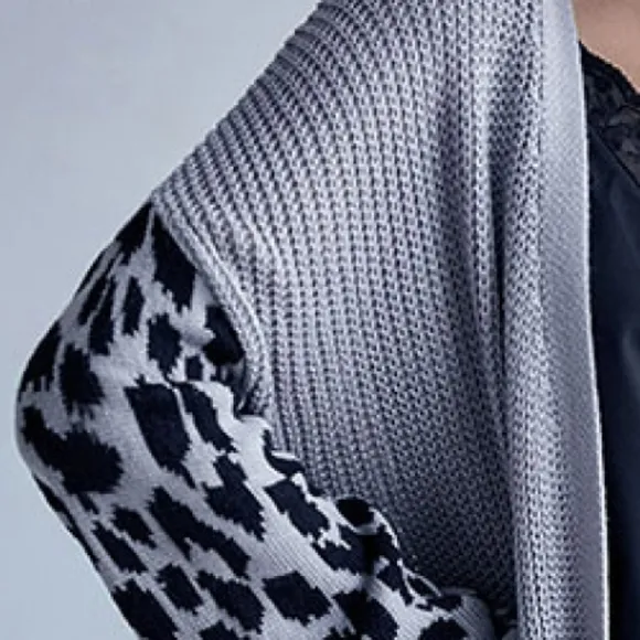 Gray Waffle Ƙnit Sweater Cardigan