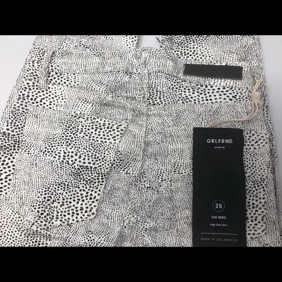 GRLFRND Reed High Rise Skinny Jeans Sz 25/26 NWT Animal Spotted Print USA